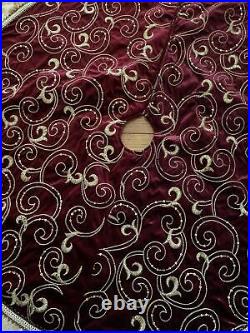 Christmas tree skirt Velvet Embroidered 46 inches Diameter