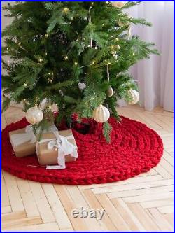 Chunky knit Christmas tree skirt, Giant knit holiday tree skirt, Xmas tree wrap