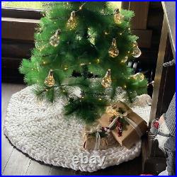 Chunky knit Christmas tree skirt, Giant knit holiday tree skirt, Xmas tree wrap