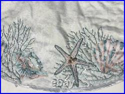 Coastal Beaded & Embellished 50 CHRISTMAS Tree Skirt shells, starfish, seacoral