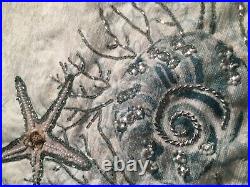 Coastal Beaded & Embellished 50 CHRISTMAS Tree Skirt shells, starfish, seacoral