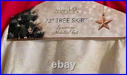 Colordrift 72 XL Cream Gold Metallic Foil Oversize Christmas Tree Skirt New