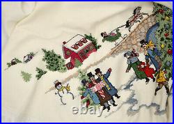 Completed Christmas Tree Skirt Cross Stitch Dicken's Village Sunset Finished