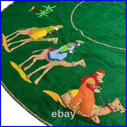 Completed Nativity Christmas Tree Skirt 42 Sequins Embroidered Bucilla Table
