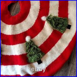 Crate & Barrel Hand Knit Shaggy Knit Crochet Christmas Tree Skirt 54 Round