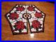 Custom Poinsettia Stained Glass Style Christmas 54 inch Tree Skirt Hand Quilted
