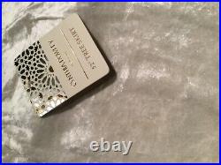 Cynthia Rowley Hand Beaded IVORY Velvet with Silver & WH CHRISTMAS Tree Skirt 52