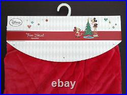 DISNEY Store CHRISTMAS QUILTED TREE SKIRT MICKEY MINNIE PLUTO Red White NEW