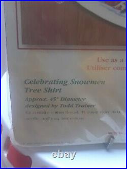 Dimensions Christmas Counted Cross Stitch Tree Skirt Kit Celebrating Snowmen