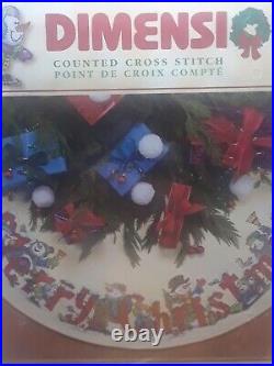 Dimensions Christmas Counted Cross Stitch Tree Skirt Kit Celebrating Snowmen