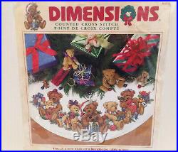 Dimensions Counted Cross Stitch Christmas Bears Tree Skirt New Sealed 8693 45