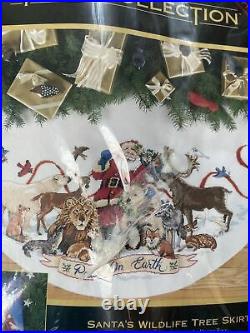 Dimensions GOLD Counted Cross Tree Skirt Kit Santas Wildlife 8565 45 Christmas