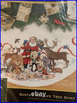 Dimensions Gold Collection Santas Wildlife Tree Skirt Christmas Cross Stitch Kit