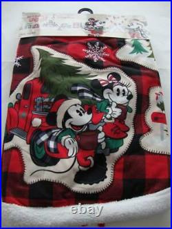 Disney Christmas 2019 Mickey & Minnie Red & Black Plaid Tree Skirt 48 Yuletide