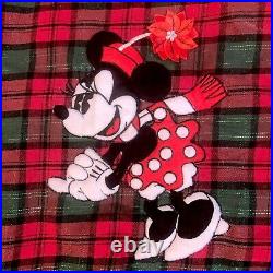 Disney Christmas Tree Skirt Mickey and Minnie Mouse Ice Skating 48 Plaid VTG