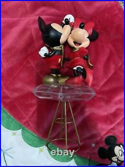 Disney Mickey & Minnie Plush Christmas Tree Skirt With 2 Stockings & Tree Topper