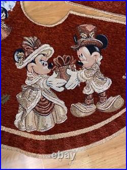 Disney Park Mickey Minnie Mouse Victorian Tapestry Christmas Holiday Tree Skirt