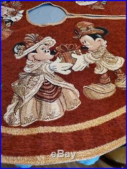 Disney Park Mickey Minnie Mouse Victorian Tapestry Christmas Holiday Tree Skirt
