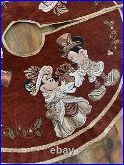 Disney Parks Victorian Mickey & Minnie Tapestry Christmas Holiday Tree Skirt