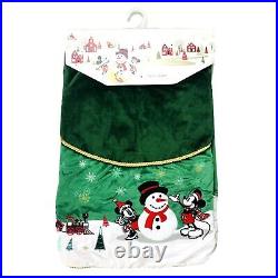 Disney Store Green Red Velour Mickey And Friends Holiday Christmas Tree Skirt