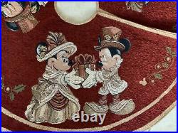 Disney Victorian Mickey & Minnie Christmas Tree Skirt EUC