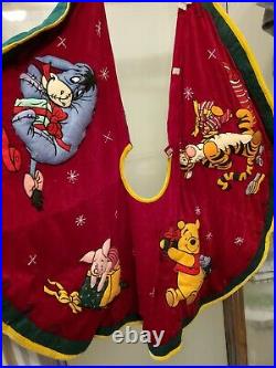 Disney Winnie the Pooh Bear Tigger Piglet Eeyore Velvet 42 Christmas Tree Skirt