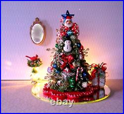 Dollhouse Miniature CHRISTMAS TREE with Skirt, Present+ Centerpiece