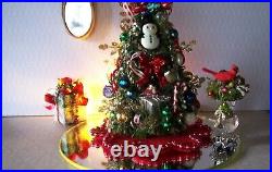 Dollhouse Miniature CHRISTMAS TREE with Skirt, Present+ Centerpiece