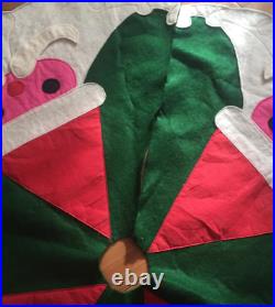 EUC Vintage MCM Felt Christmas Tree Skirt Santas Mid Century Mod Santa Claus 36