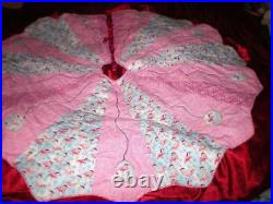 Elegant Tropicalquilted Pink Flamingo Christmas Tree Skirt 5 Ft Round
