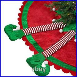 Elf Christmas Tree Skirt for Tree Decorations, 60 Inch Delightful Red 60 inch