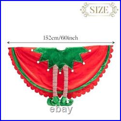 Elf Christmas Tree Skirt for Tree Decorations, 60 Inch Delightful Red 60 inch