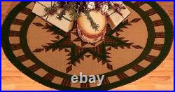 FEATHERED STAR QUILTED CHRISTMAS TREE SKIRT approx. 48 DIAMETER TEA DYED