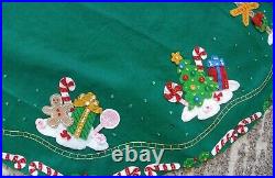 FINISHED Bucilla Felt Sequin CANDY EXPRESS Christmas Tree Skirt Maria Stanziani