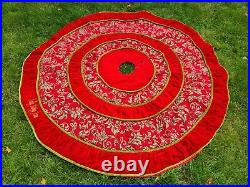 FRONTGATE Holiday Collection Classic Traditional Christmas Tree Skirt 68 Silk
