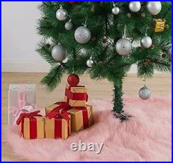Faux Fur Christmas Tree Skirt Pink Fur Xmas Tree Skirt 5 ft Diameter