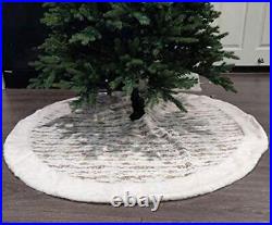 Fennco Styles Holiday Brushed Foil Print Faux Fur Christmas Tree Skirt 72 Inc