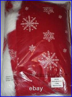 Frontgate Snowflake Embroidered Faux Fur Cuff Tree Skirt 72 Diameter Christmas