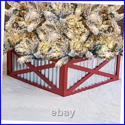Galvanized Corrugated Metal Wooden Box Collar Stand Cover Christmas Tree
