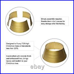 Galvanized Metal Christmas Tree Collar Decorations, 26 D, Gold