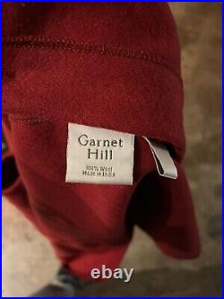 Garnet Hill Christmas Tree Skirt Wool Appliqués Buttons Red, White Star