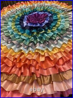 Glitterville Neiman Marcus Satin/velvet Rainbow Ruffle Tree Skirt Nwt 60