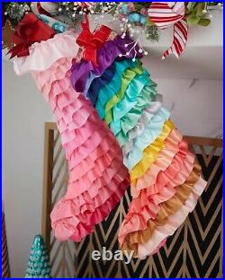Glitterville Tree Skirt with Multi Color Satin Ruffles