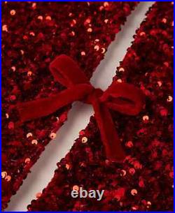 Glitzhome B3625 Red Sequin Christmas Tree Skirt 48 in