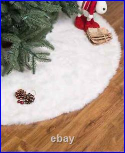 Glitzhome B9809 White Luxe Living Plush Faux Fur Christmas Tree Skirt 48 in