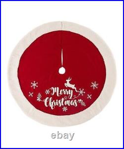 Glitzhome Embroidered Merry Christmas Tree Skirt 48 Diameter