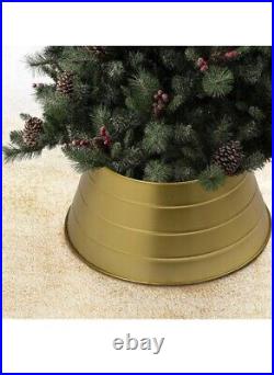 Glitzhome Painted Gold Metal Tree Collar Christmas Tree Skirt Decortions 22 D