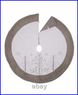 Glitzhome White Fleece Holiday / Christmas Tree Skirt 48