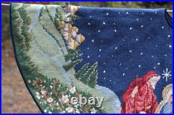 Gorgeous handmade Wool Needlepoint CHRISTMAS TREE SKIRT 41 Nativity