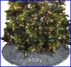 Gray Faux Fur Christmas Tree Skirt 36 Round